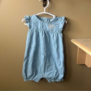 Carter's Light Blue Baby Romper with Floral Heart